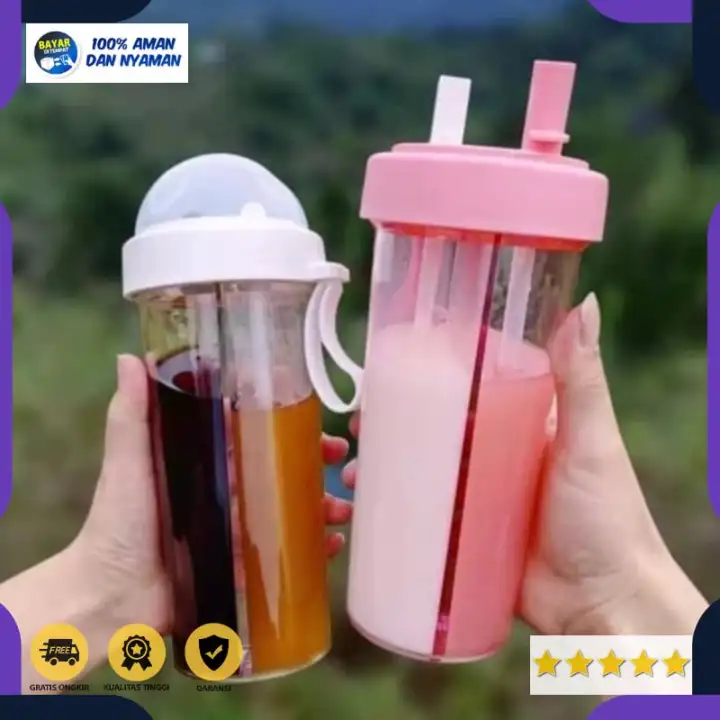 Bayar Di Tempat Botol Minum 2 Sisi Sedotan Botol Minum 420ml Botol Minum Dual Use Sedia