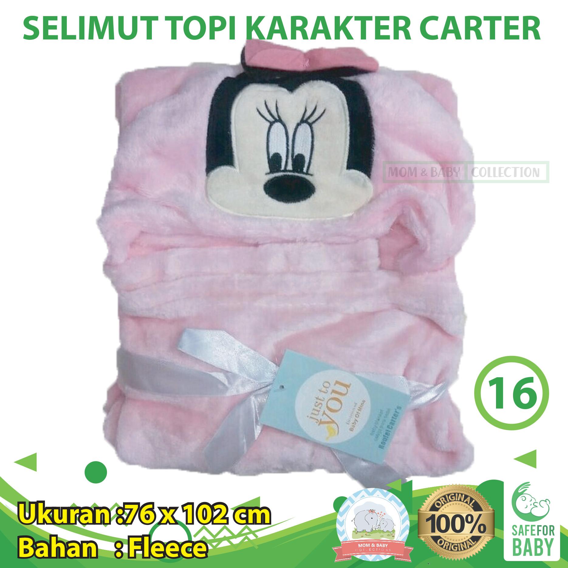 MomBaby Selimut Topi Double Fleece / Selimut Hoodie 3D / Hoodie Blanket Tudung / Selimut Topi Animal - Minni Mouse Pink