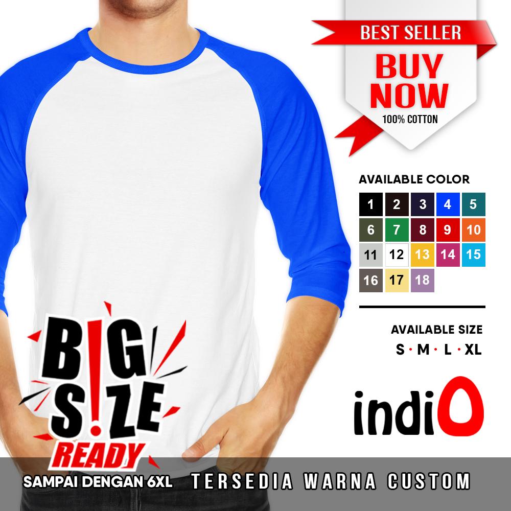 Kaos Raglan 3/4 Polos Big Size Jumbo 3XL XXXL Full Katun