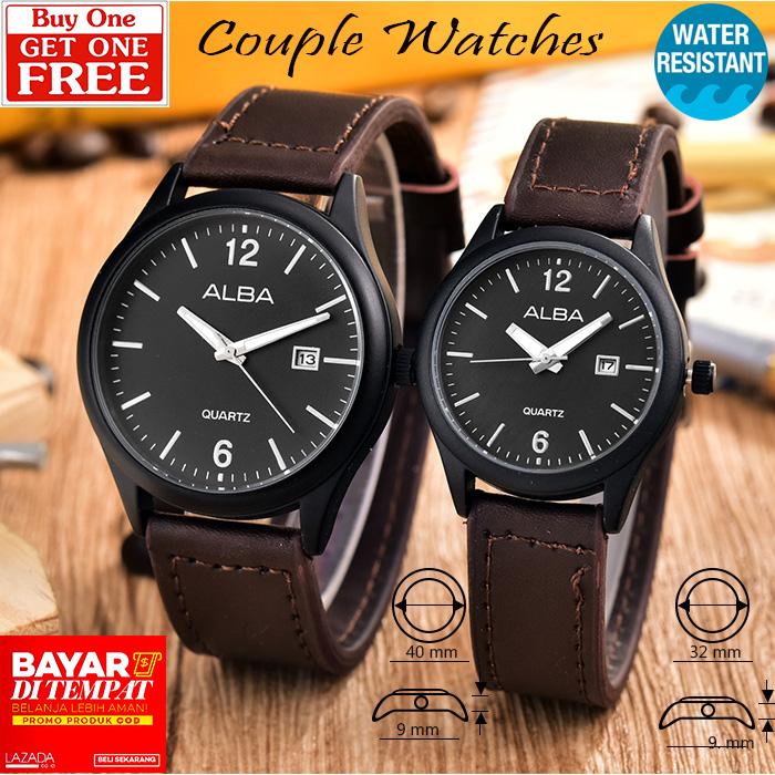 Jam Tangan Couple - Pria dan Wanita - AB-8076GL-BB-Dark Brown Leather Band