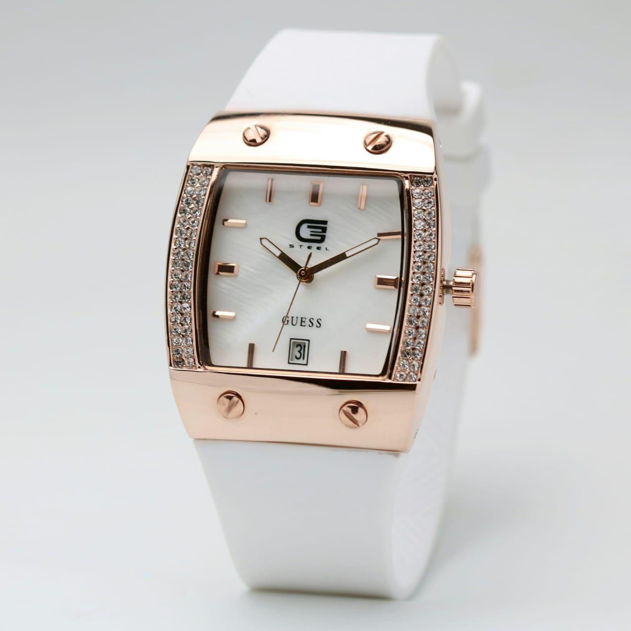 everest toys Jam Tangan Wanita GUESS tali rubber_jam tangan fashion_terbaru_model kotak