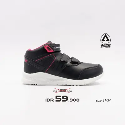 Aerostreet 31-34 Zeus N Black Fuchsia - Sepatu Sneakers Casual Sport Sekolah Pria Wanita Aero Street