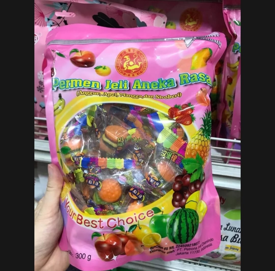 Permen Jeli Lunak Aneka Rasa Buah Burger Candy Jelly Fruit Malaysia 300gram Chen Liang Ji