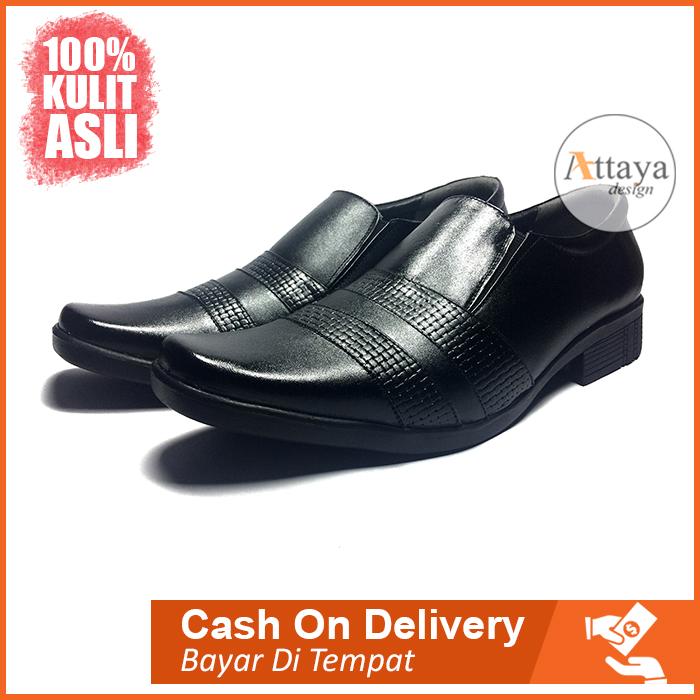 ATTAYA DESIGN – SEPATU PANTOFEL PRIA FORMAL KERJA KANTOR PESTA BAHAN KULIT ASLI MODEL SLIP ON LOAFER SLOP SELOP BOOT TALI RESLETING HARGA MURAH BERKUALITAS B07