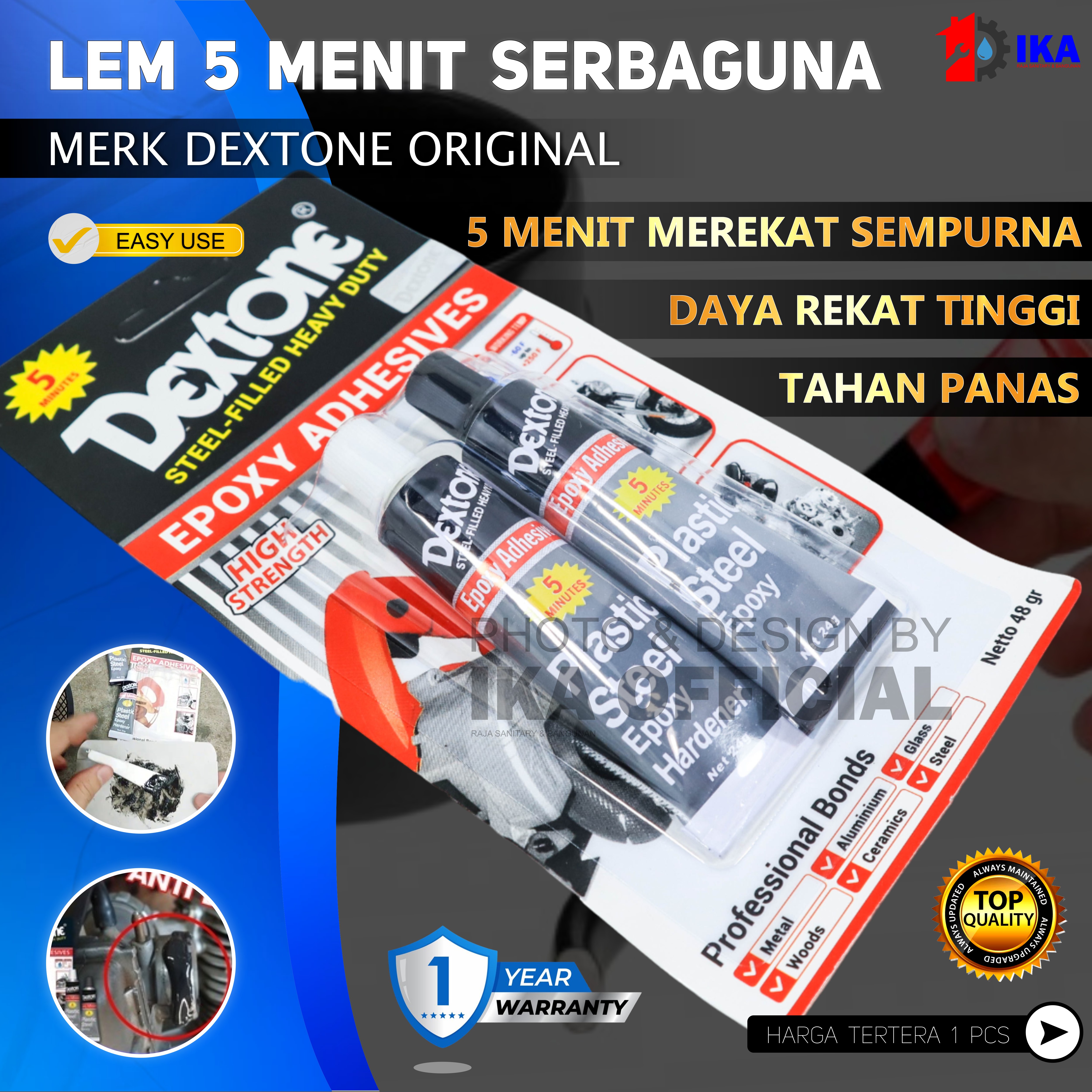 Lem Dextone 5 Minute Asli original 100% Plastic Steel Epoxy / Lem Besi ...