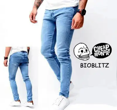 Celana Jeans Pria Pensil Strecth Slimfit Cheap Monday - Bioblitz Biru Langit Laut