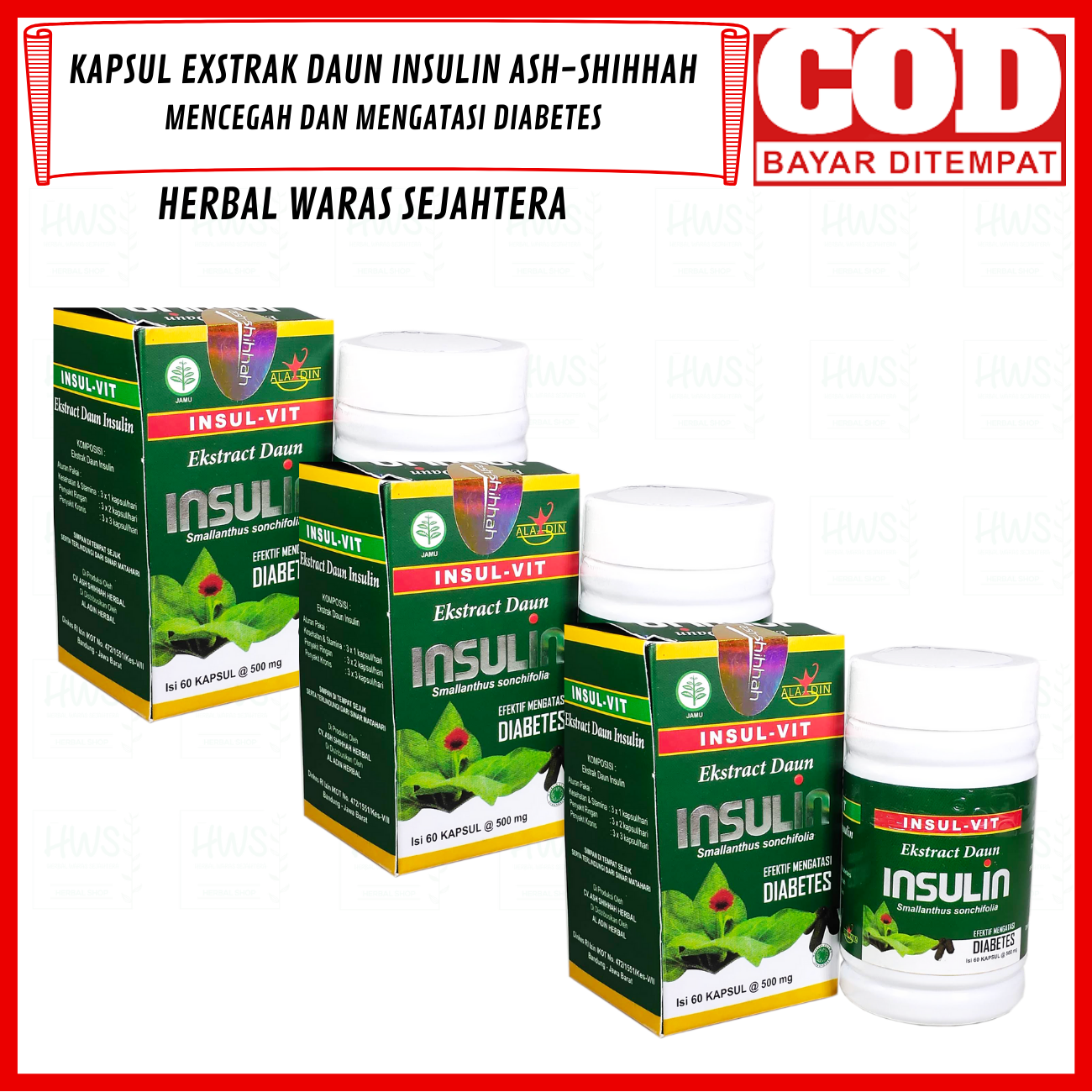 Paket Botol Kapsul Insulin Ash Shihhah Amanah Kapsul Ekstrak Daun