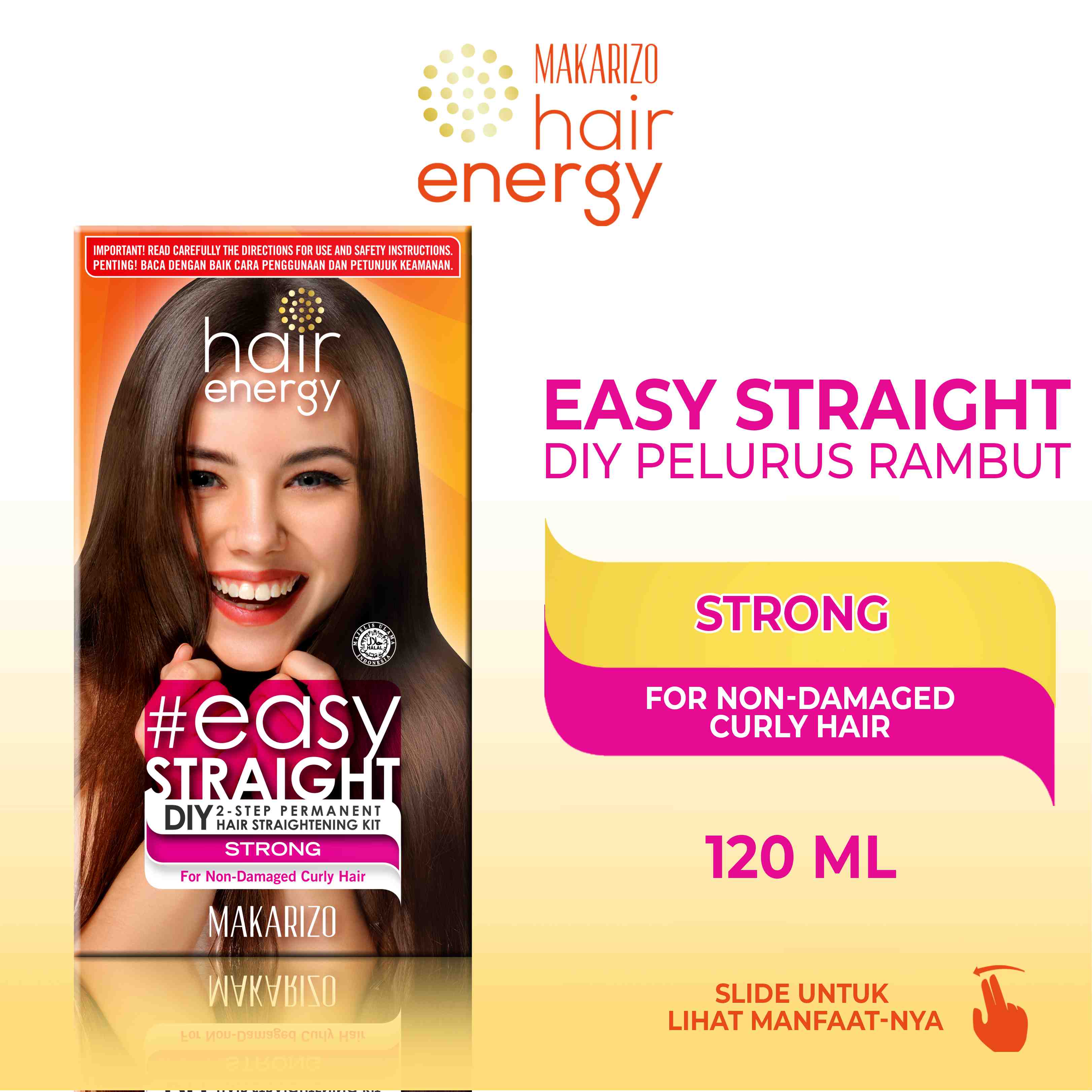 Makarizo Hair Energy Easy Straight STRONG 120 mL Pelurus Rambut