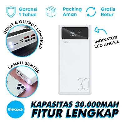 Powerbank Remax Mengine RPP-112 30000mAh 4 Port USB 2.1A Fast Charge Power Bank with LED + Senter