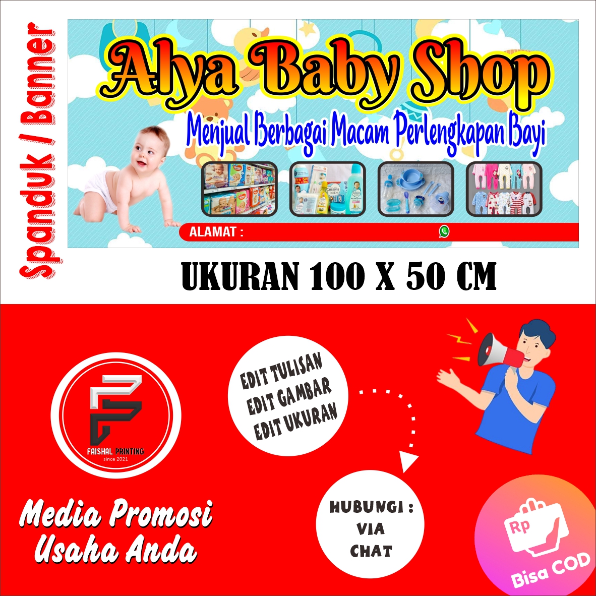 Spanduk Toko Perlengkapan Bayi Banner Toko Peralatan Bati