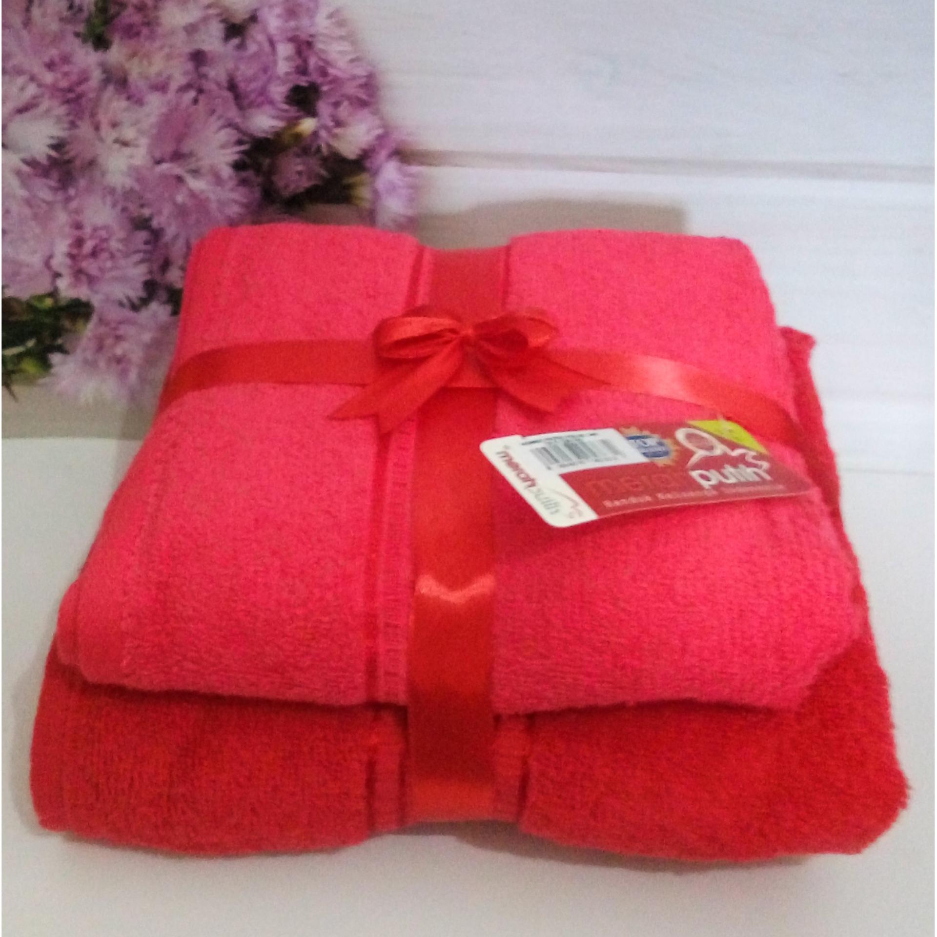 PAKET HANDUK MERAH PUTIH BY TERRY PALMER 2 PCS / HANDUK MANDI DEWASA / HANDUK MANDI MURAH - Merah