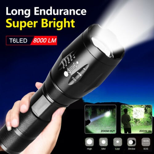 Paket Senter LED Tactical Lampu Senter Cree XML-T6 8000 Lumens Bisa ...