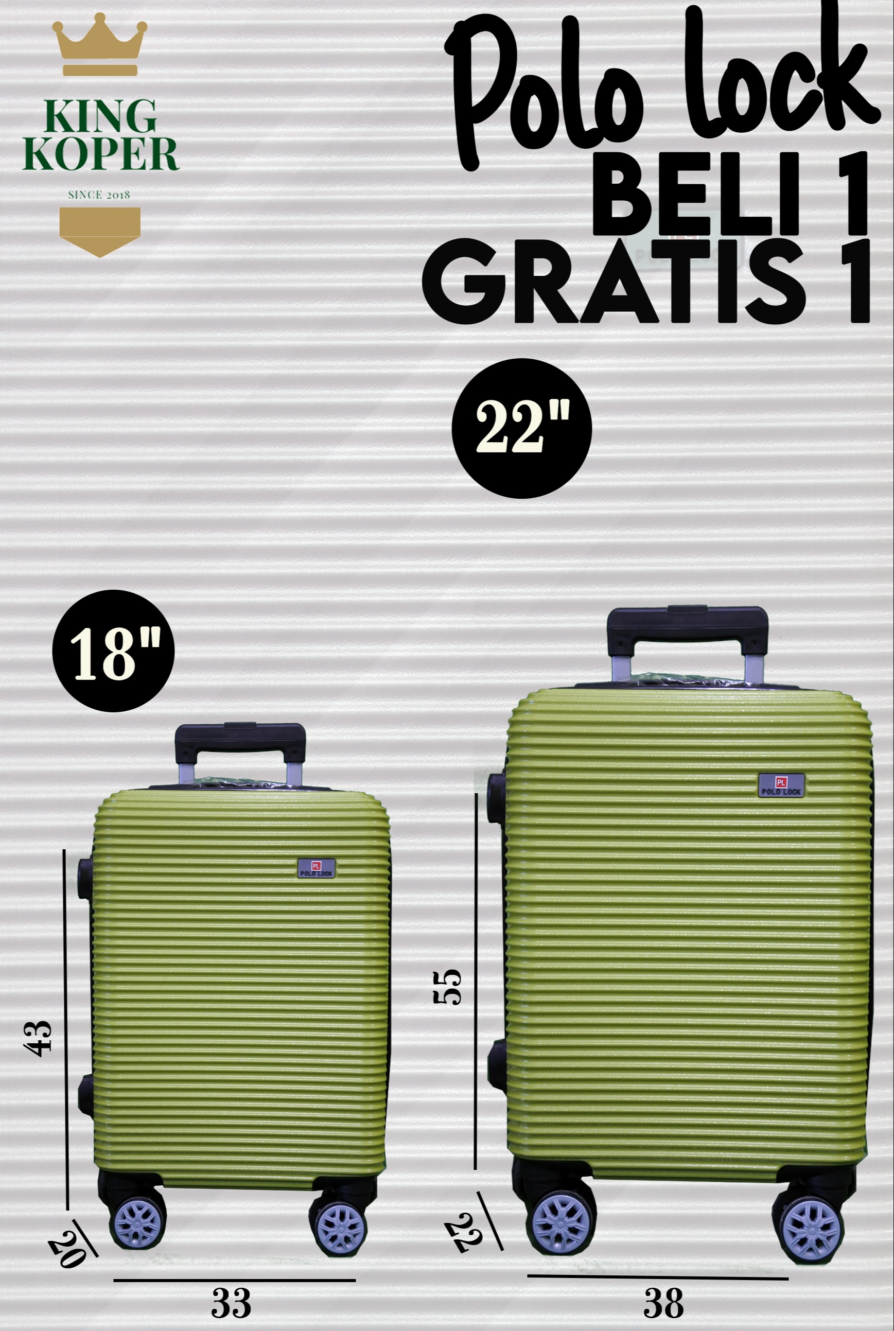 koper Set 18+22 inch Polo lock 803 