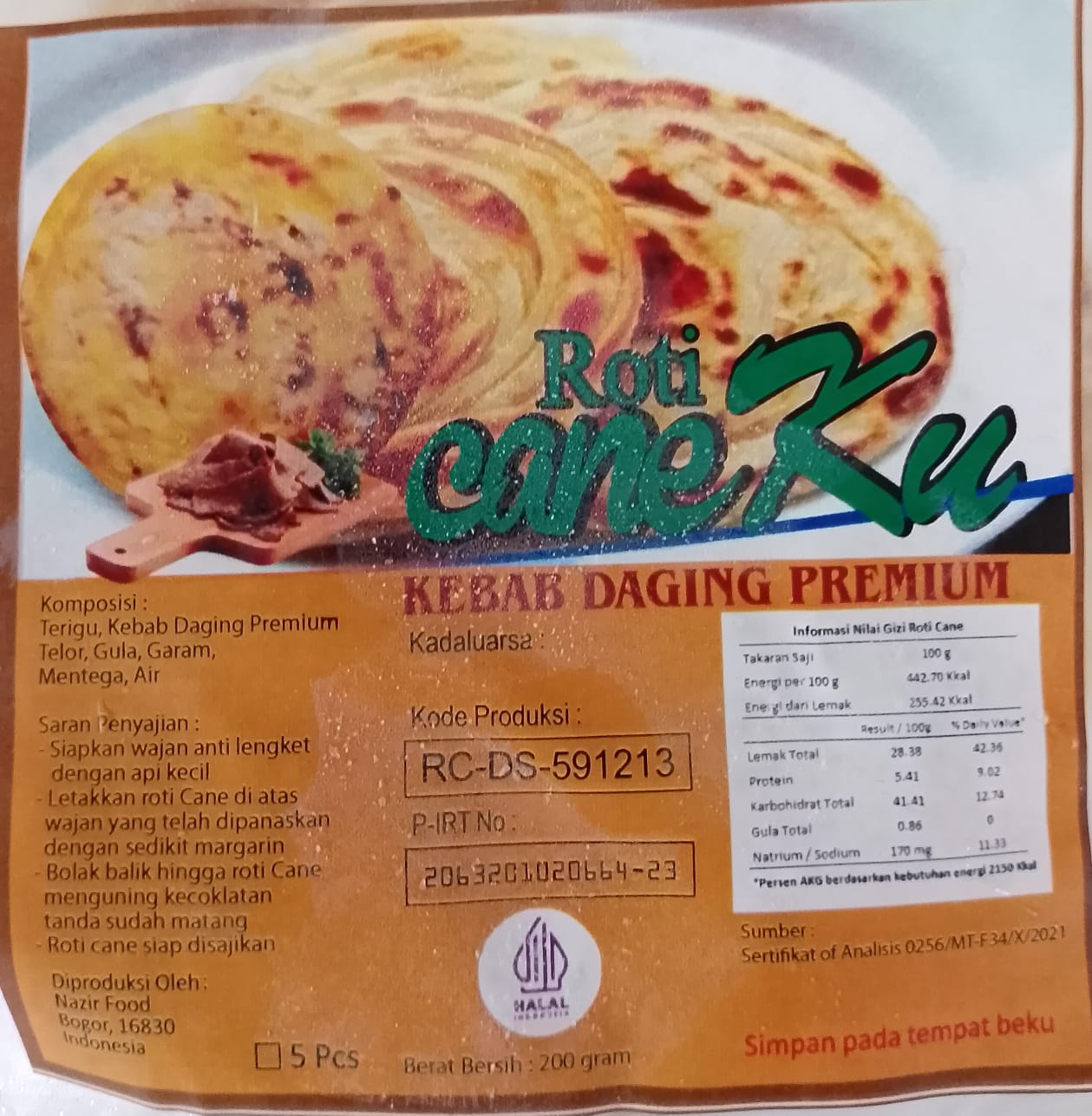 Roti Cane Daging 10 Cm Roti cane ini isian daging sapi , dan bisa ...
