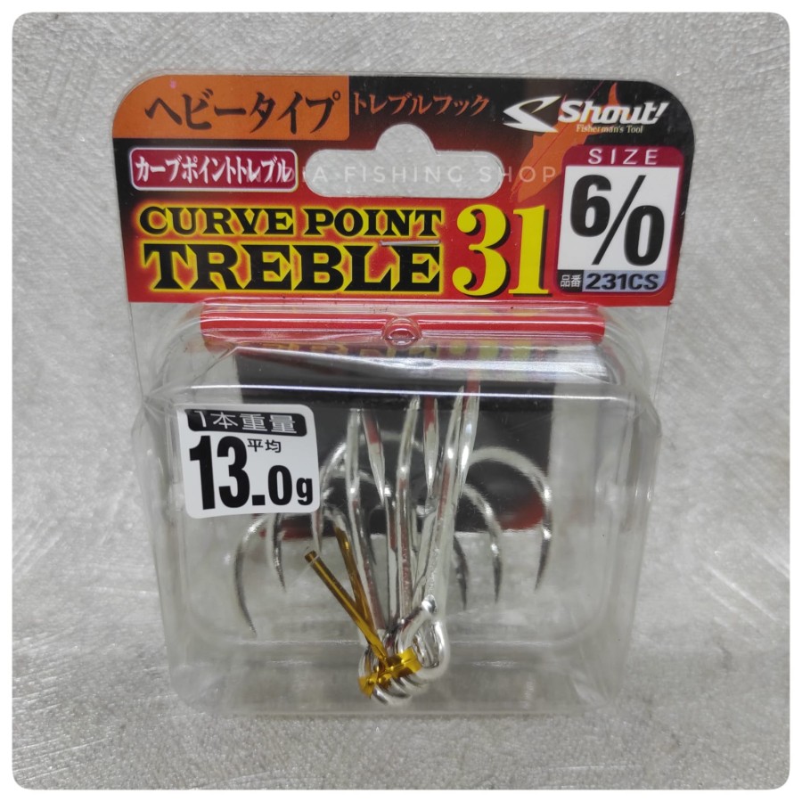 Hameçon Triple Shout 231-CS Curve Point – Taille 6/0 – Lot De 3 (neuf)