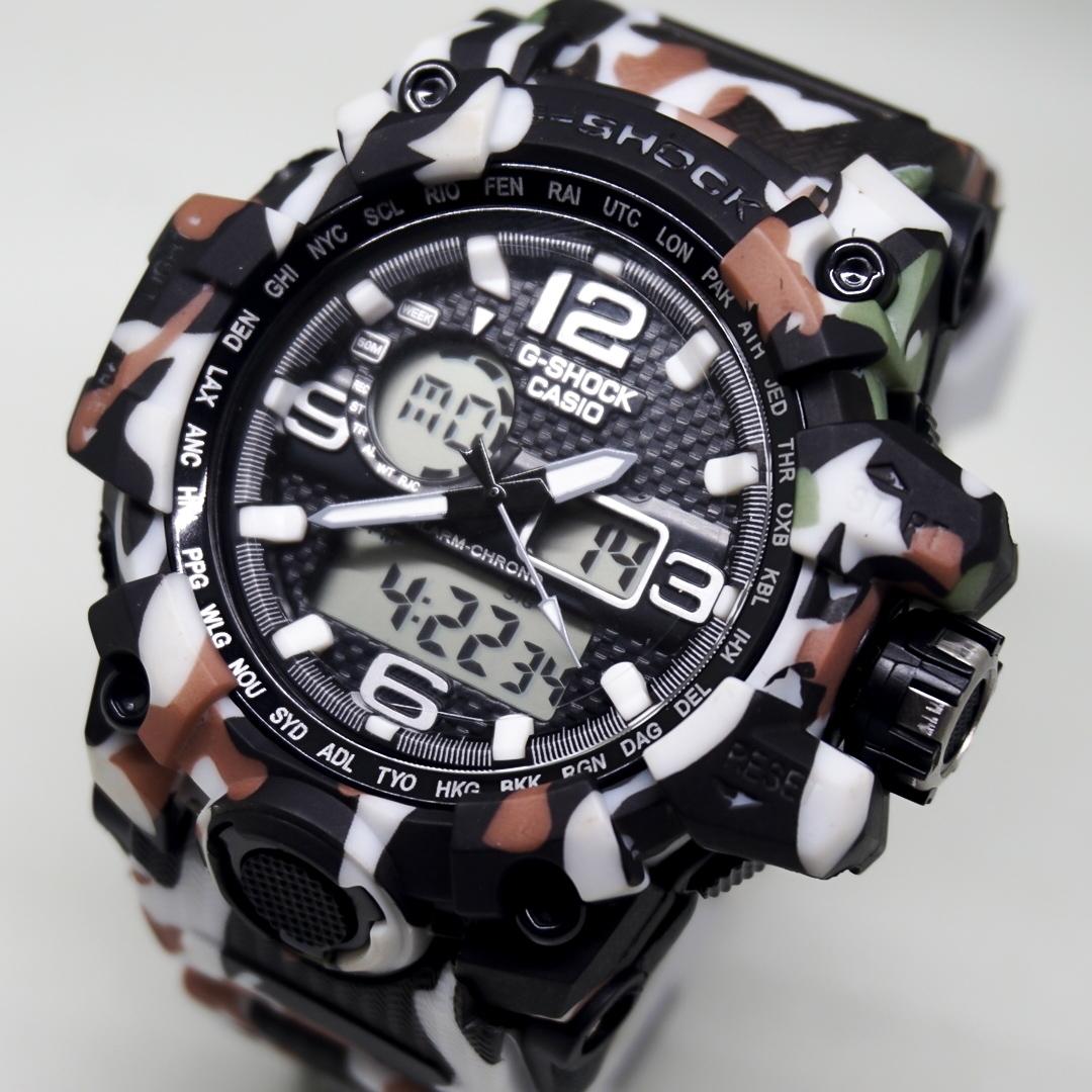 JAM TANGAN PRIA G SPORT FASHION GWG1000 PUTIH LORENG ARMY WATER RESIST