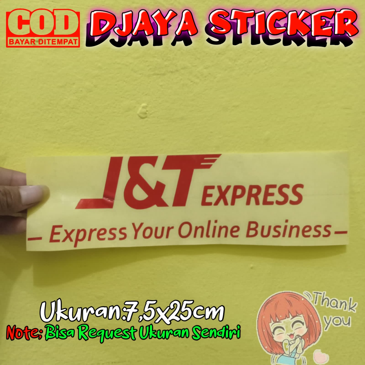 Stiker Cutting Logo Jnt Express Ukuran 7 5x25cm Lazada Indonesia