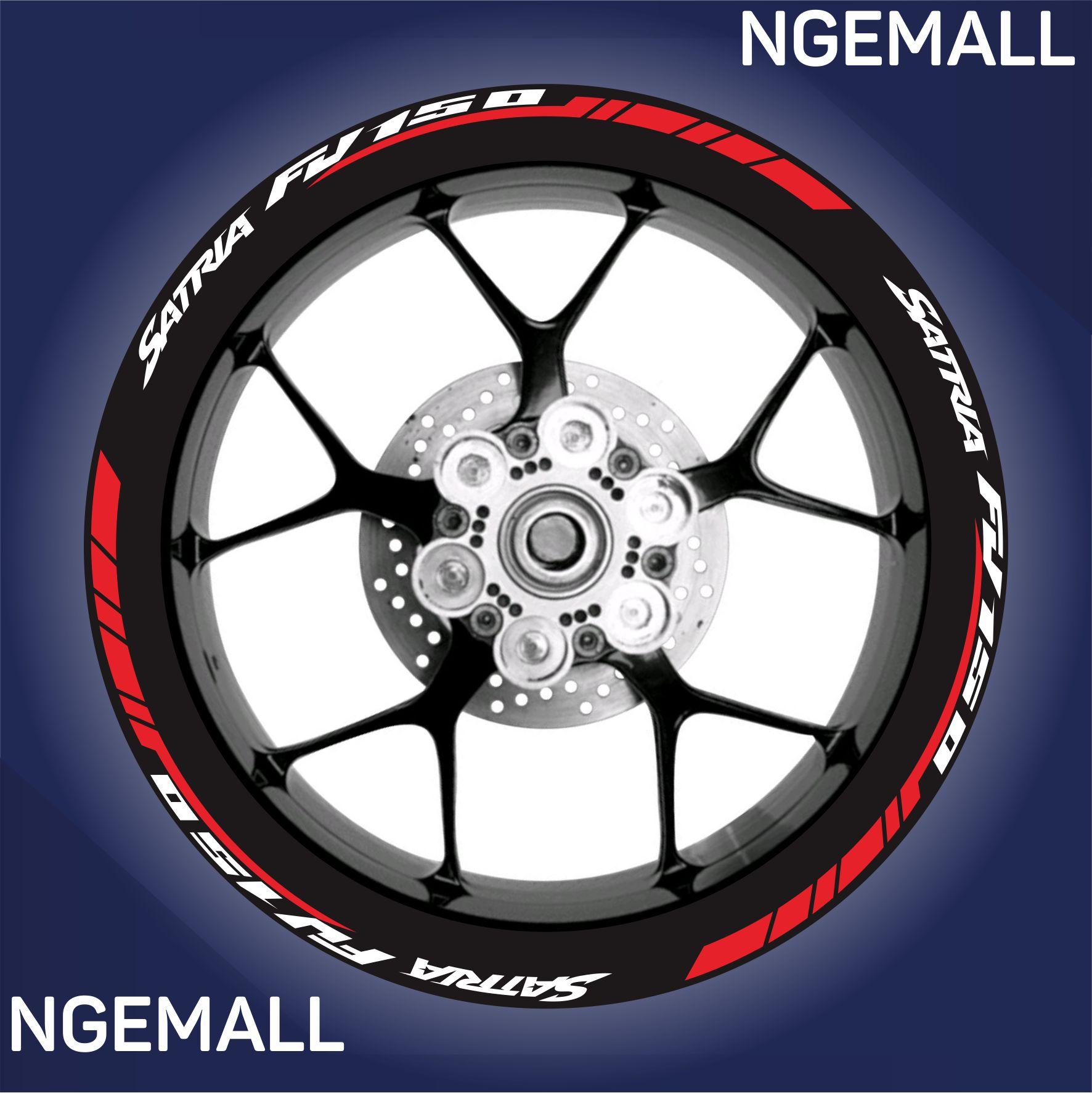 Ngemall - Aksesoris Motor Stiker Cutting 6 Velg Suzuki Satria - Merah kombinasi Putih - Ngemall