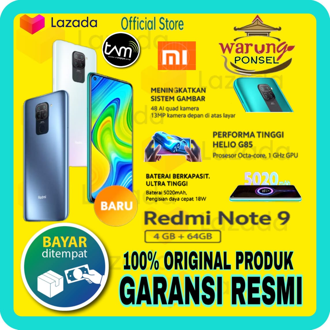 Redmi Note 9 (4GB+64GB) Helio G85 48MP Quad Kamera 5020mAh 6.53
