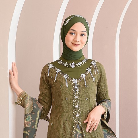 Anggita Hijau Army - Gaun Kebaya Batik Modern | Lazada Indonesia
