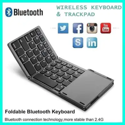 Foldable Wireless Keyboard & Touchpad Bluetooth Lipat Mac iPad hp ios
