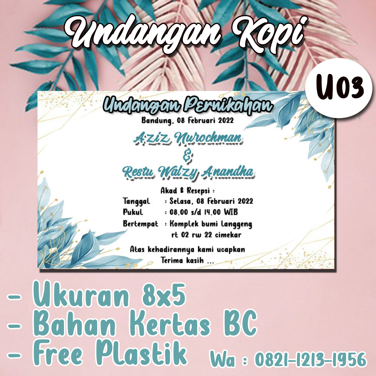 ( Isi 50 PCS ) 03 Undangan Kopi / Undangan Nikah kopi / Undangan simple