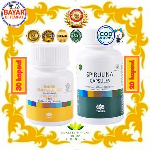 Tiens Vitaline – Vitamin E Pembersih Flek dan Jerawat by Qualitiy Herbal - isi 30 Softgel + Gratis 20 Masker Spirulina Tiens  Obat penghilang flek hitam  Obat flek hitam  Penghilang flek hitam  Penghilang flek hitam di wajah