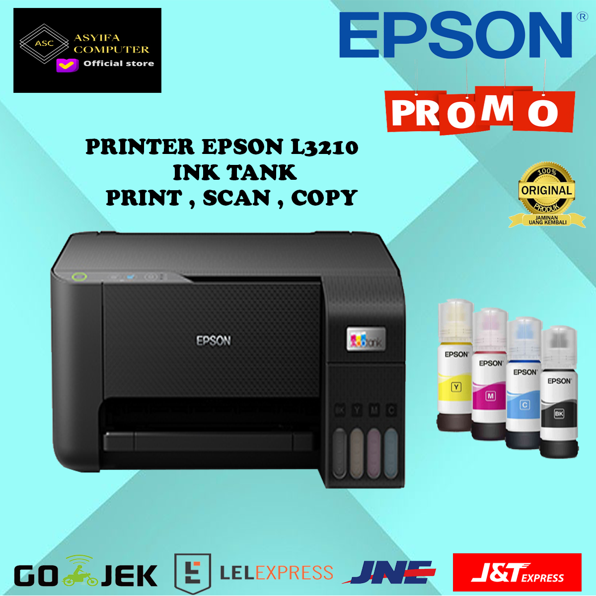 Printer Epson L3210 print , scan , copy multifunction , WIFI , garansi