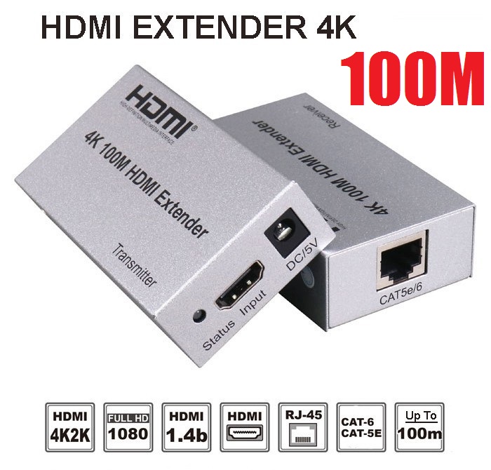 HDMI Extender 100m 4K Over Lan Cat5e cat6 Lazada Indonesia