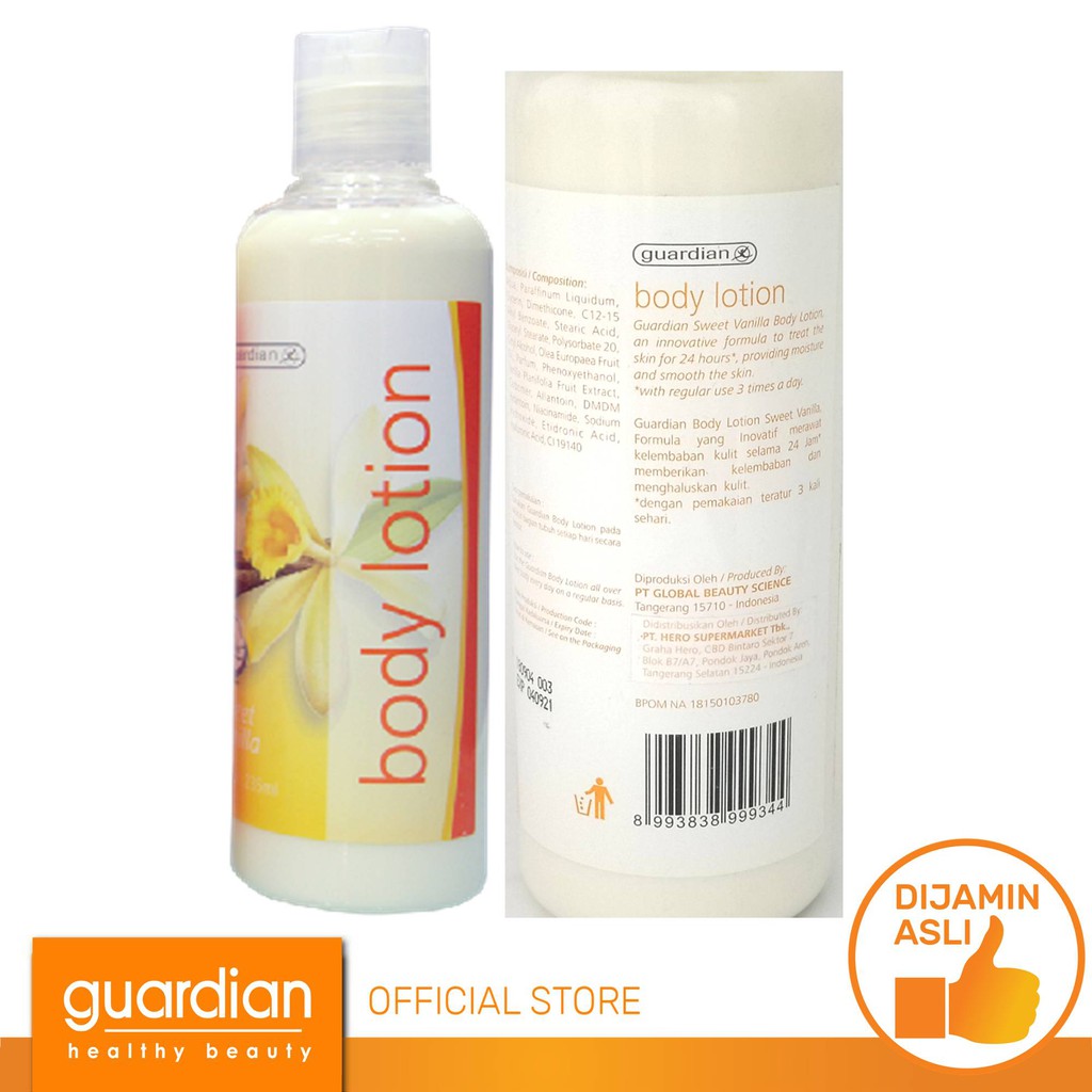 Guardian body lotion 235 ml termurah Lotion strawberry/Vanilla/milk