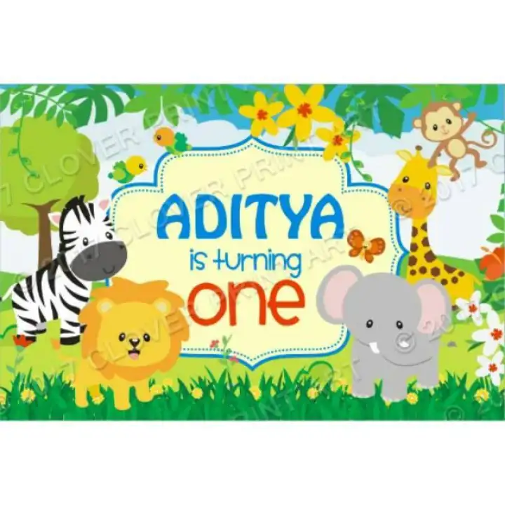 Backdrop Banner Background Ulang Tahun Anak Animal Banner Ulang
