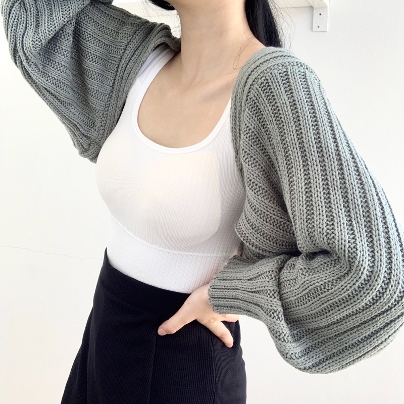 Crop Top Arm Warmer Sweater H&m Jolly Knit Bolero Crop