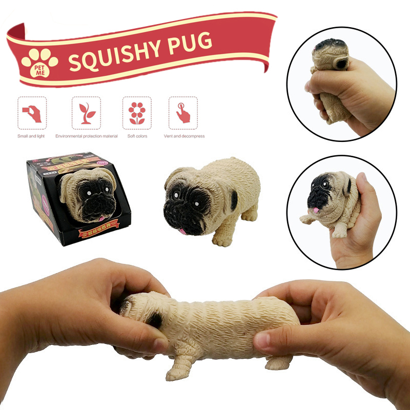 OverME Creative Lala Pugของเล่นใช้การบีบอัดหยิกLeปายพลั่วตักยืดการเปลี่ยนรูปของเล่นยางบีบรูปร่างหมาน่ารักของเล่นบีบ