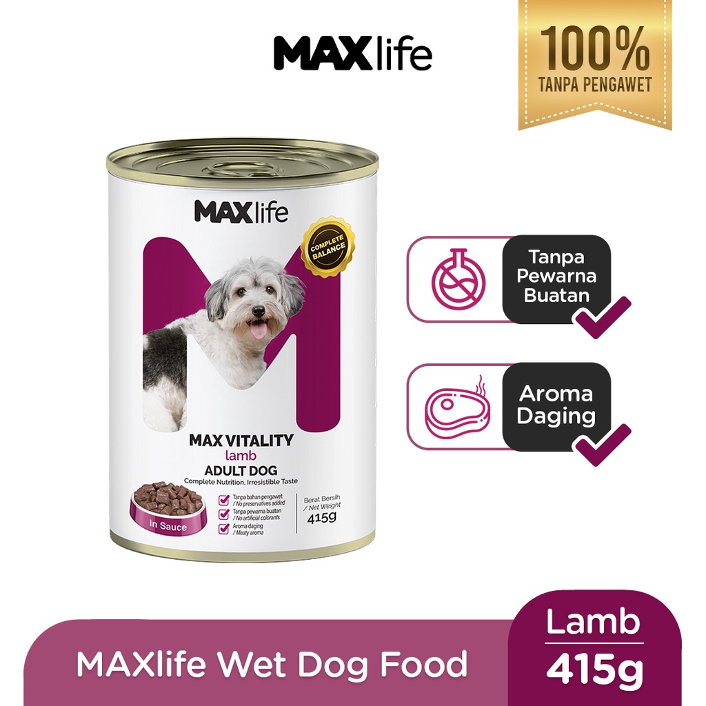 MAXlife max life Wet Dog Food Lamb Tin kaleng 415gr Lazada Indonesia