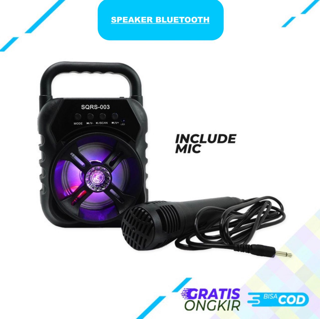 Speaker Bluetooth Full Bass Free Mic Karaoke Speaker Super Bass