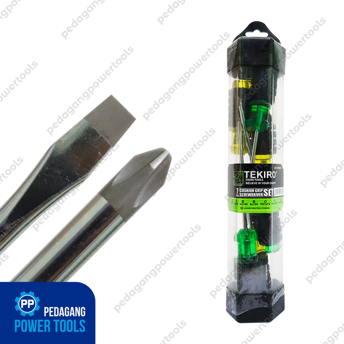 TEKIRO OBENG SET 7 PCS GAGANG KARET PLUS MINUS SCREWDRIVER CG0934 ...