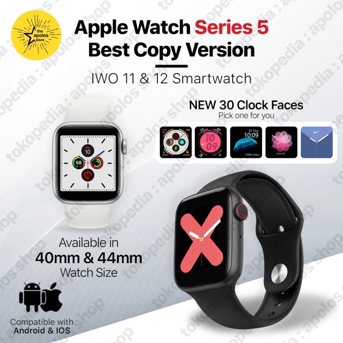 Apple Watch iWatch Series 3 Copy 1:1 Smartwatch IWO 5 Red Button - IWO 8 -  sedia smartwatch xiaomi samsung iphone oppo android realme original  waterproof wanita pria anak remaja ori jam