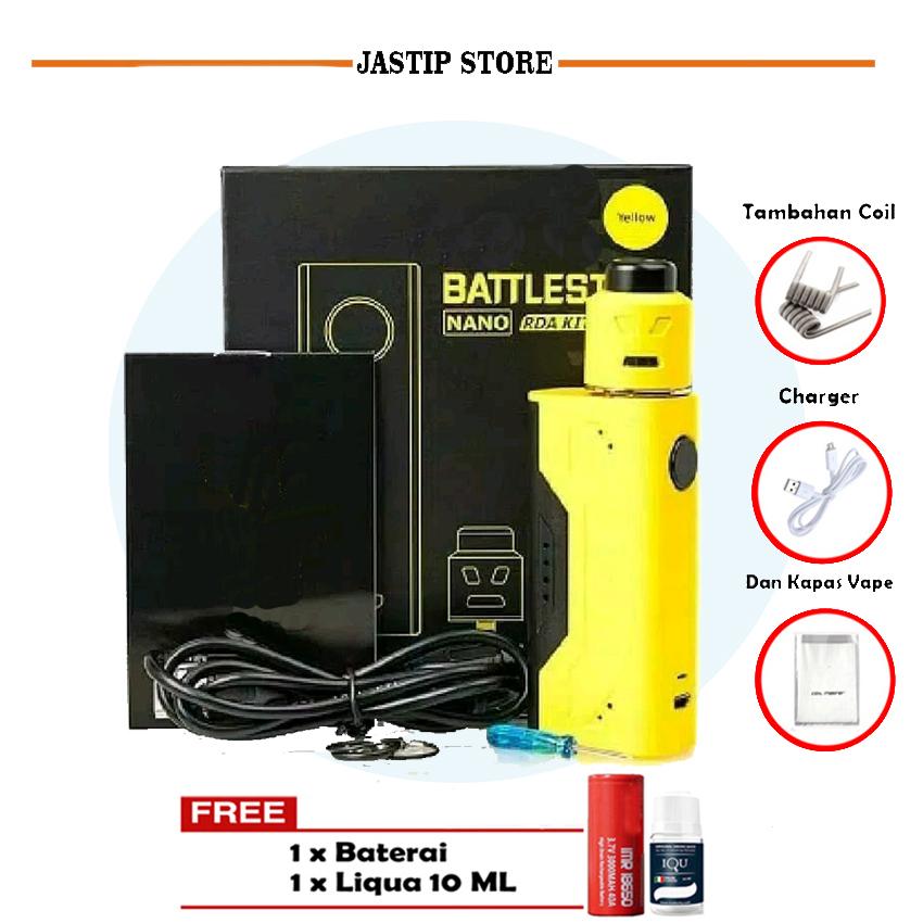 Paket Siap Ngebul Vape Murah IV SMT Battlestar NANO Kit 80W Rokok Elektrik Vape + Free Coil Baterai Liquid Kapas dan Kabel USB - Kuning Paket Siap Ngebul Vape Murah IV SMT Battlestar NANO Kit 80W Rokok Elektrik Vape + Free Coil Baterai Liquid Kapas dan Kabel USB - Kuning
