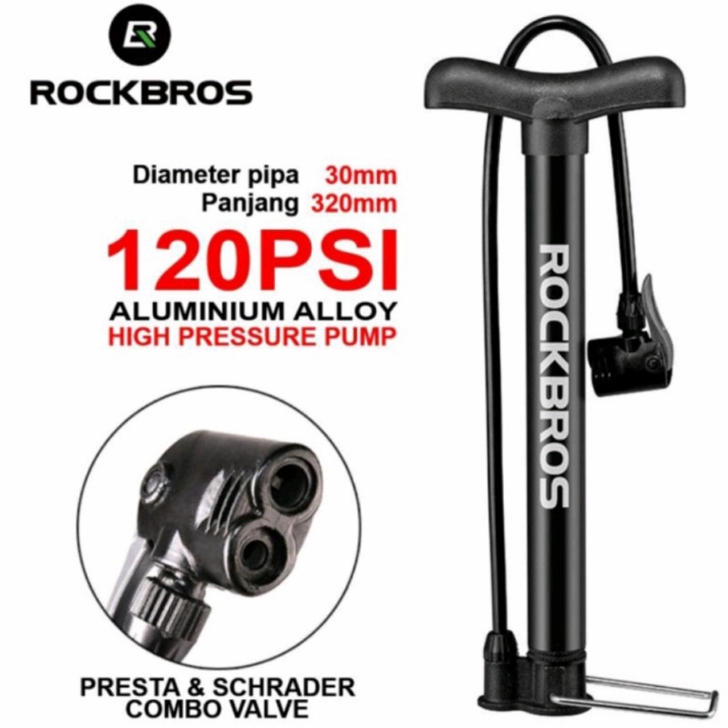 ROCKBROS A320 Pompa Sepeda 120PSI Pentil Schrader Presta Bicycle Pump