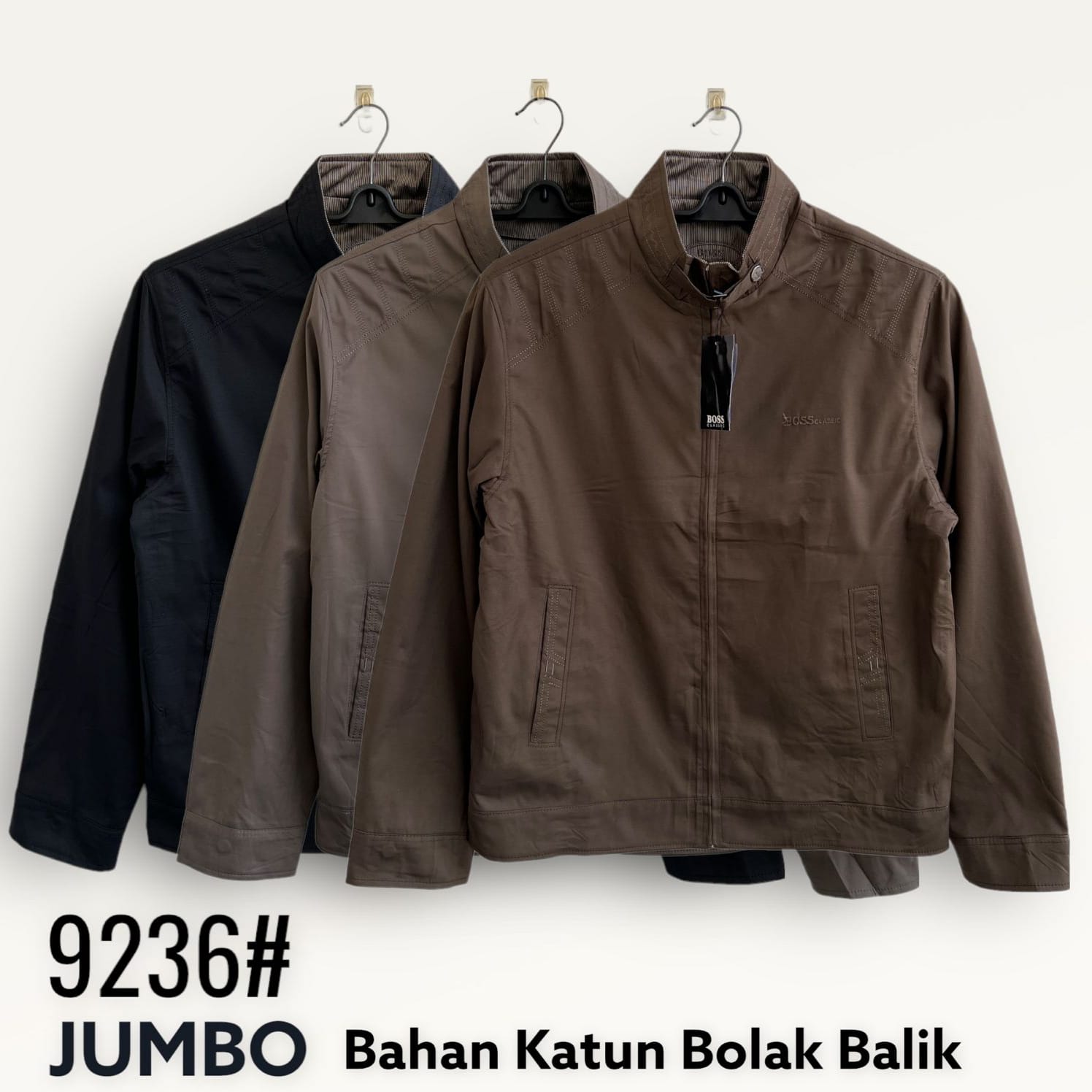 Jaket boss pria classic bahan katun import cina New jaket katun