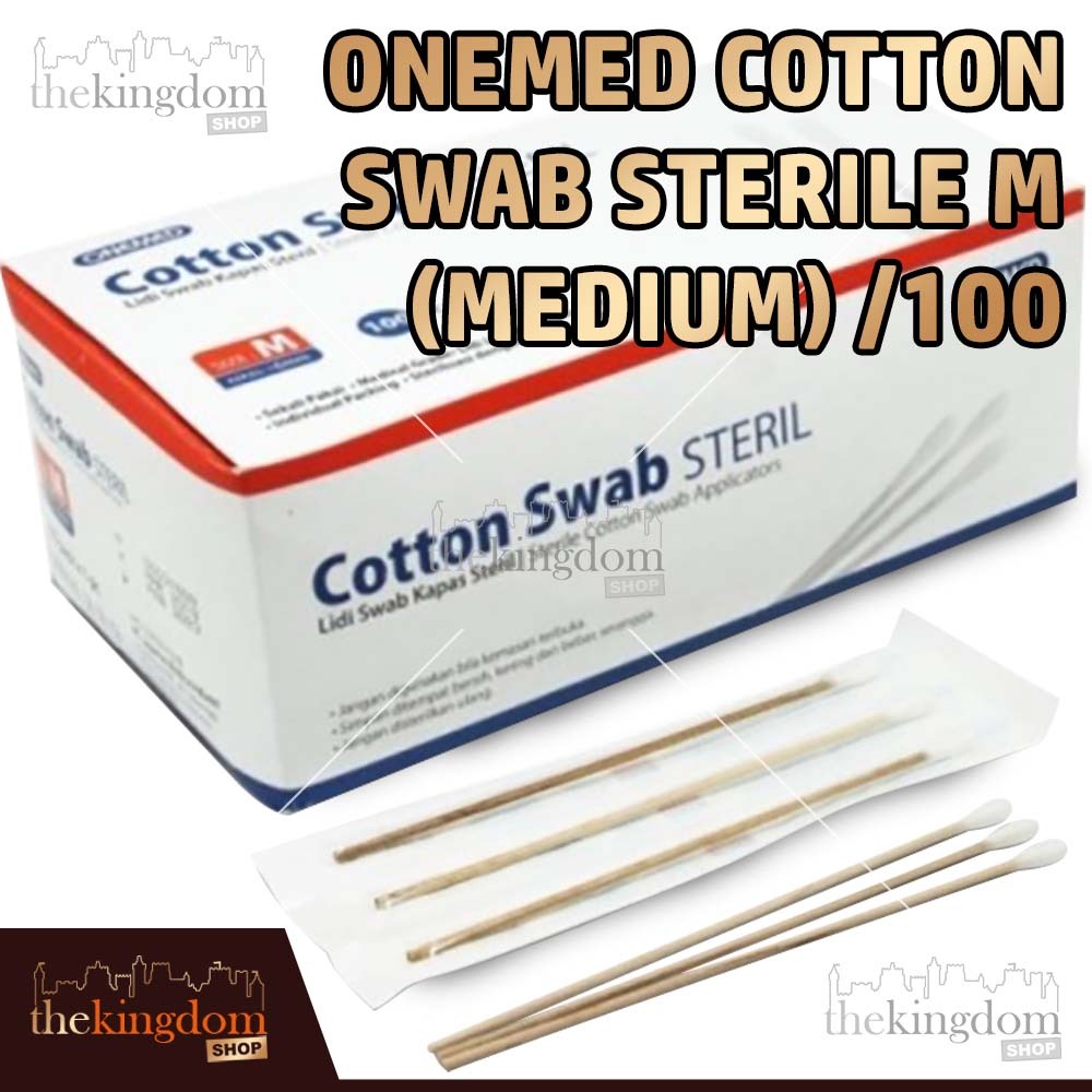 Onemed Cotton Swab Steril M Medium /100 Lidi Bud Kapas Sterile Reguler