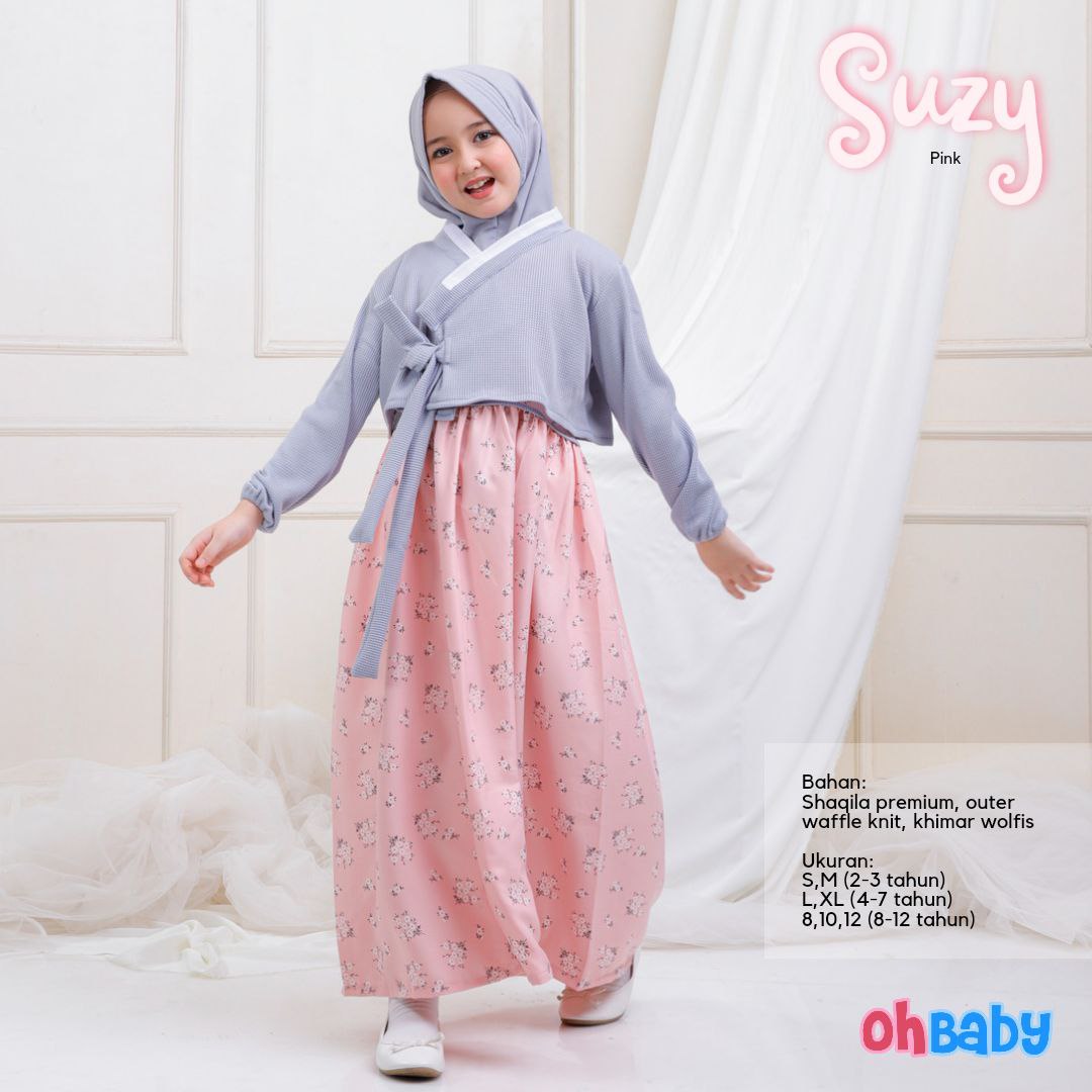 Baju Lebaran Gamis Anak Hanbok Korea Ohbaby Set Jilbab Jilbab