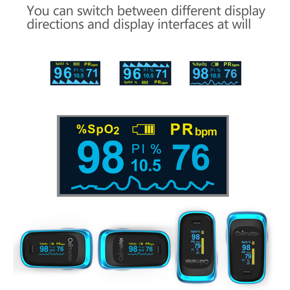 Poya ชีพจรนิ้วมือปลายนิ้ว Oled Oximeter SPO2 PR PI RR เลือดออกซิเจนด้วย ...