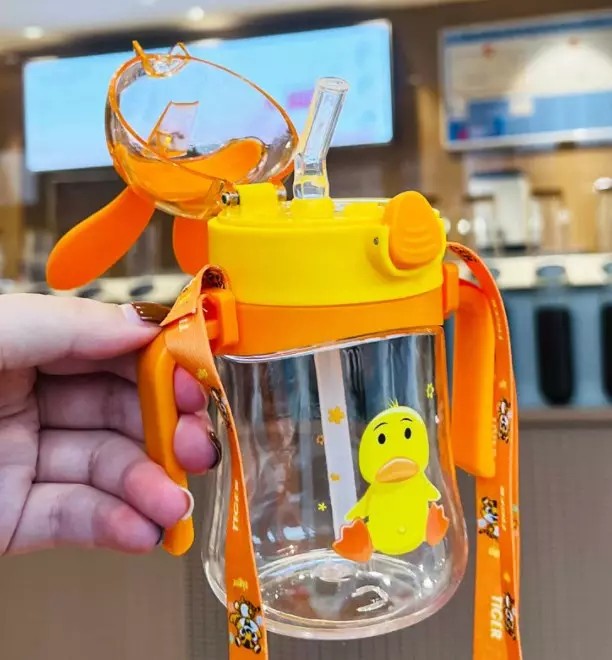 Botol Minum Anak TK Rabbit Ear Botol Anak Sedotan Tali Panjang 350ml ...