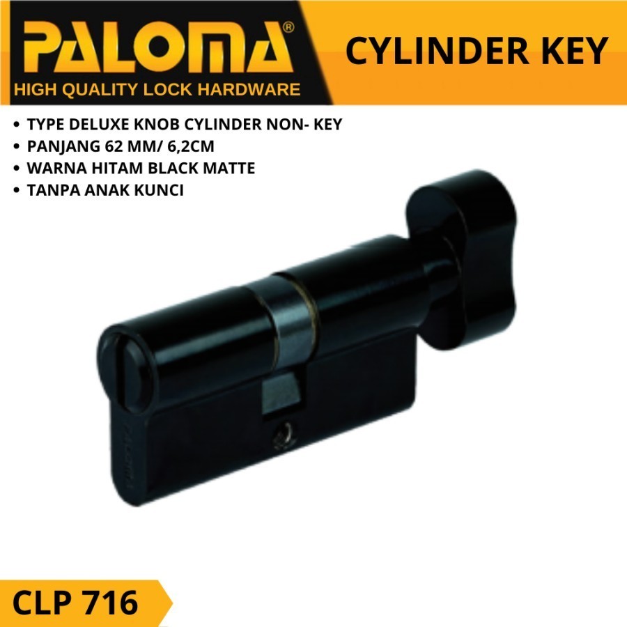 KUNCI Knob Cylinder PALOMA CLP 716 DELUXE 62MM No Key HITAM MATT BLACK KUNCI Knob Cylinder PALOMA CLP 716 DELUXE 62MM No Key HITAM MATT BLACK
