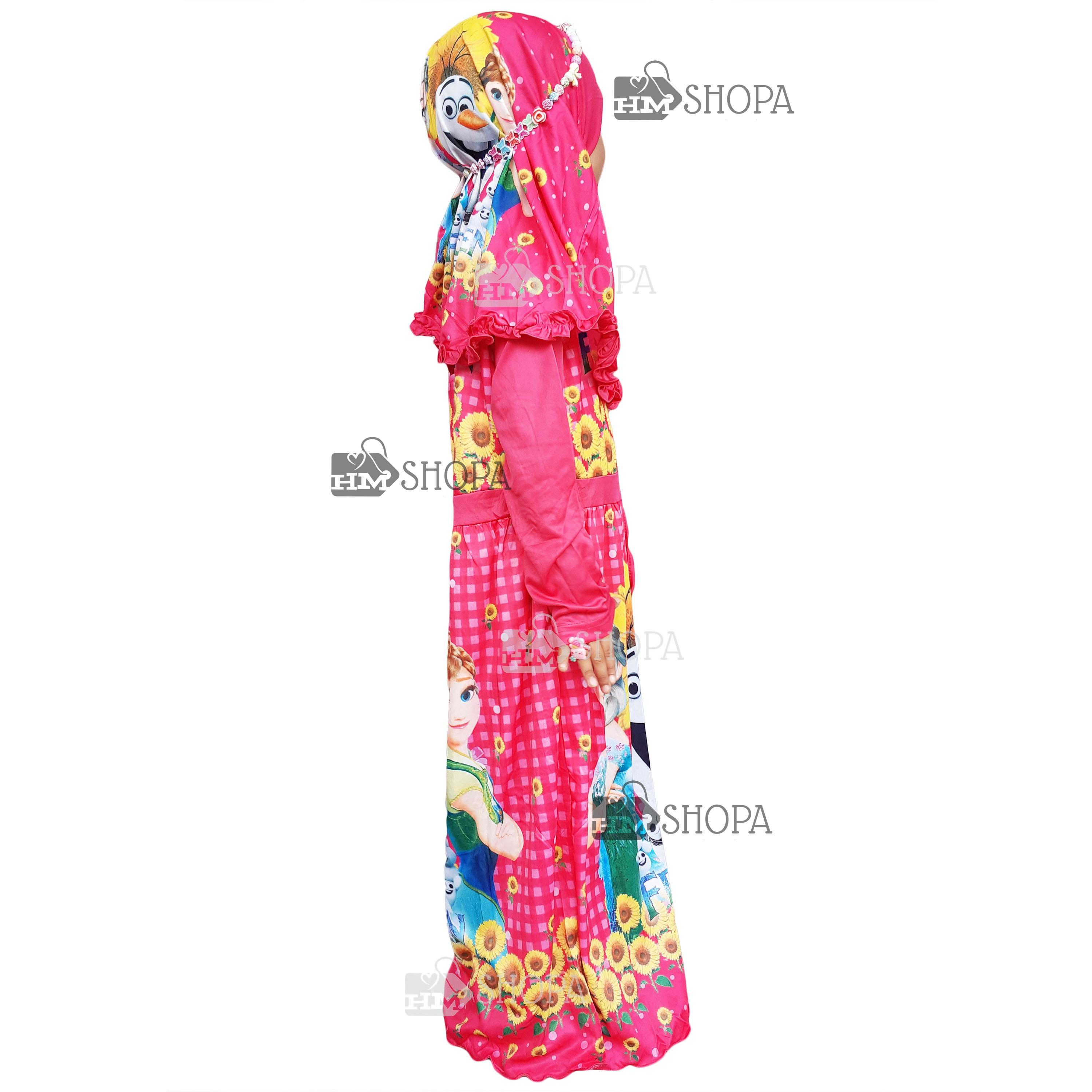 HMshopa Gamis Anak FROZEN Baju Muslim Anak Perempuan Baju Dress Pergi Ngaji Dan Lebaran Gamis Anak Plisket