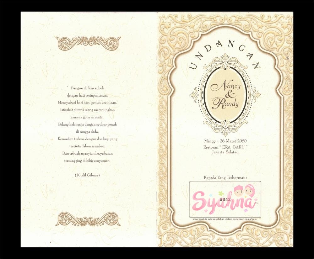 (per 50 lembar)kode 8842 undangan nikah pernikahan wedding weding surat