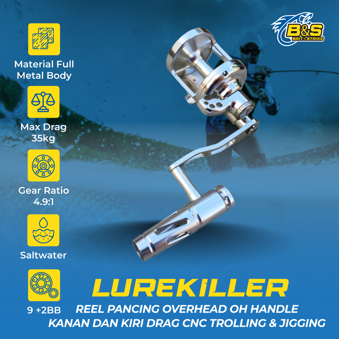 LUREKILLER ASLI Reel OverHead 30kg reel OH Handle Kanan dan Kiri