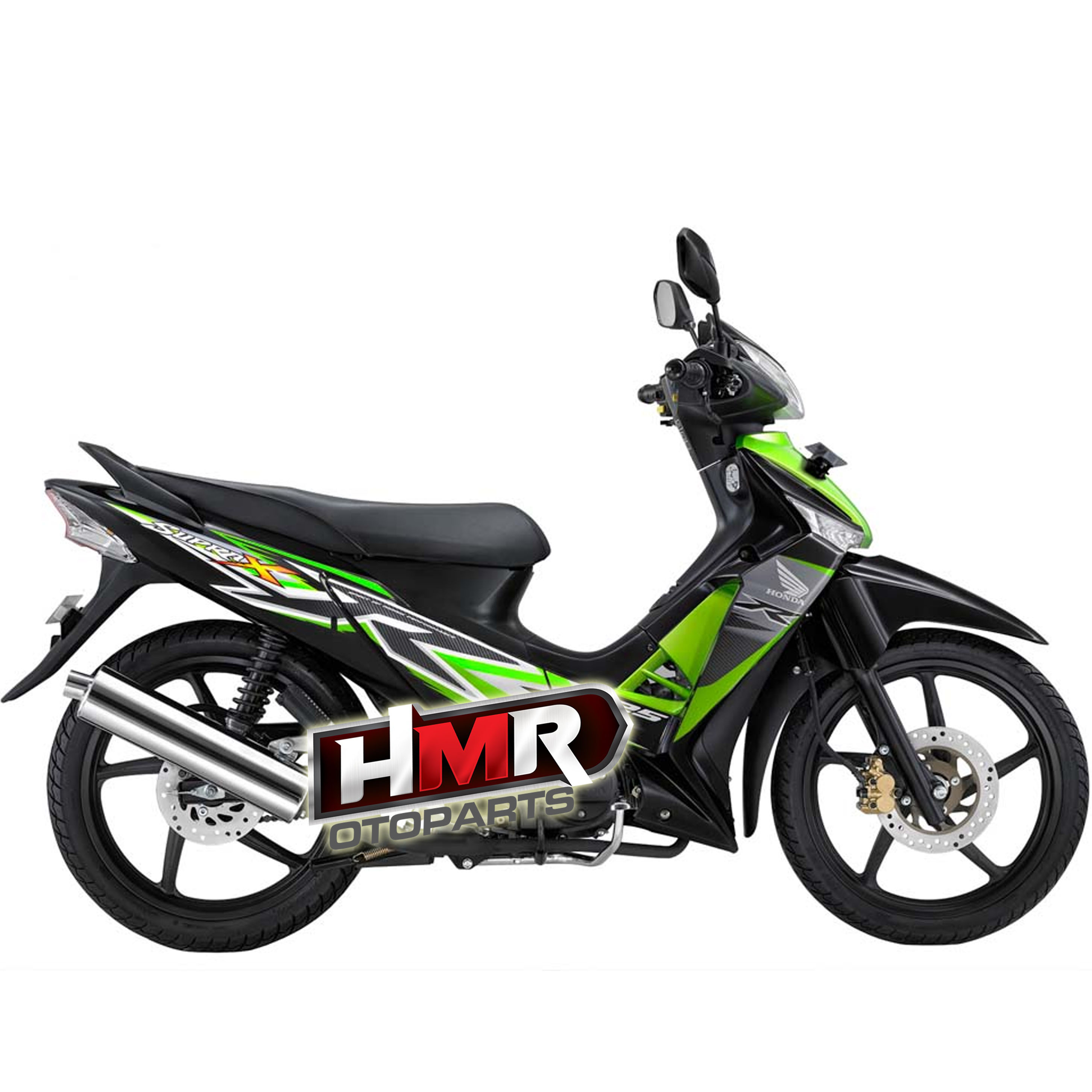 Striping Honda Supra X 125 R 2012 Stiker Body Standar Hitam Hijau Lazada Indonesia