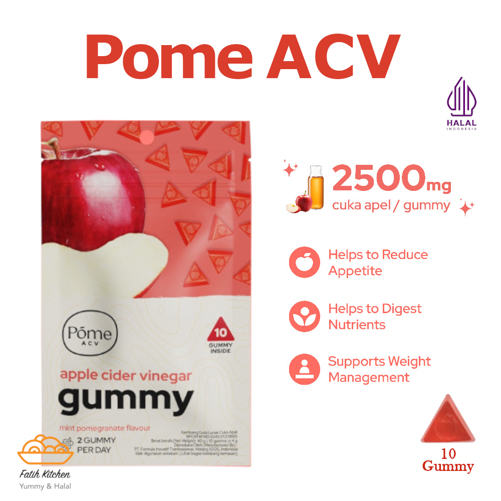 Pome ACV Gummy Kemasan Mini Pack Cuka Apel Suplemen Diet Vegan